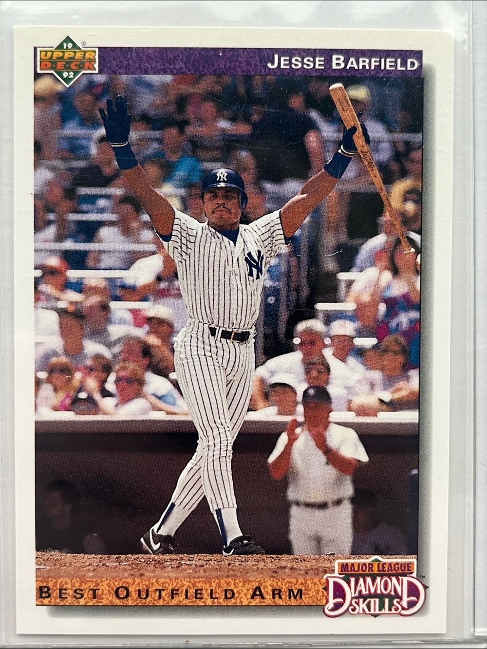 1992 Upper Deck Jesse Barfield Diamond Skills. Best Outfield Arm.